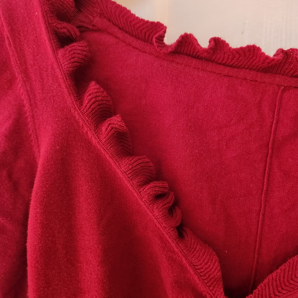 Women's Red Ruffled Top - Picture 2 of 13